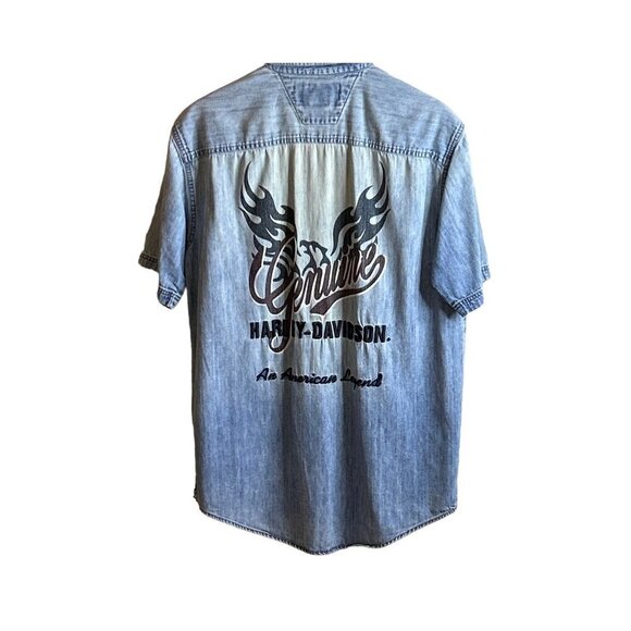 Harley-Davidson Other - Harley Davidson Unisex Short Sleeve Denim Distressed Shirt Biker